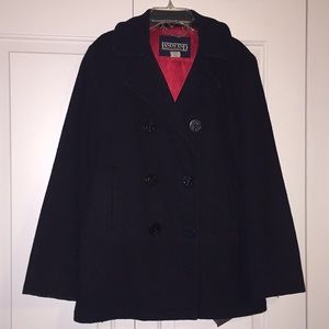 Vintage Nautical Lands End Peacoat- anchor buttons